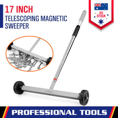 17inch Telescoping Magnetic Sweeper Magnet Broom Rolling Pick Up 8.8Lbs Portable-WA_Rural