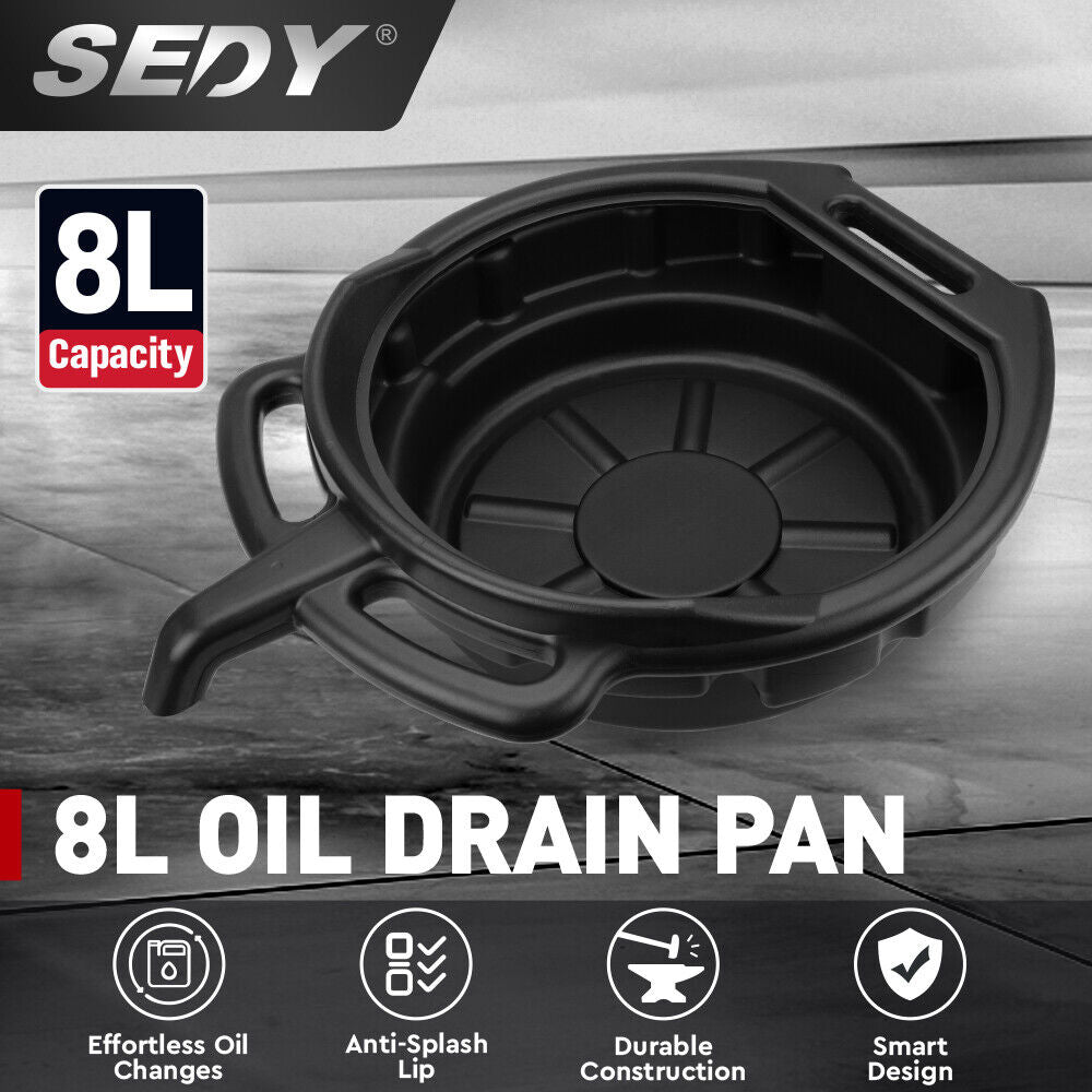 SEDY 8L Oil Change Pan Drain Tray Portable Dish Coolant Recovery Pan Black-NT_Metro