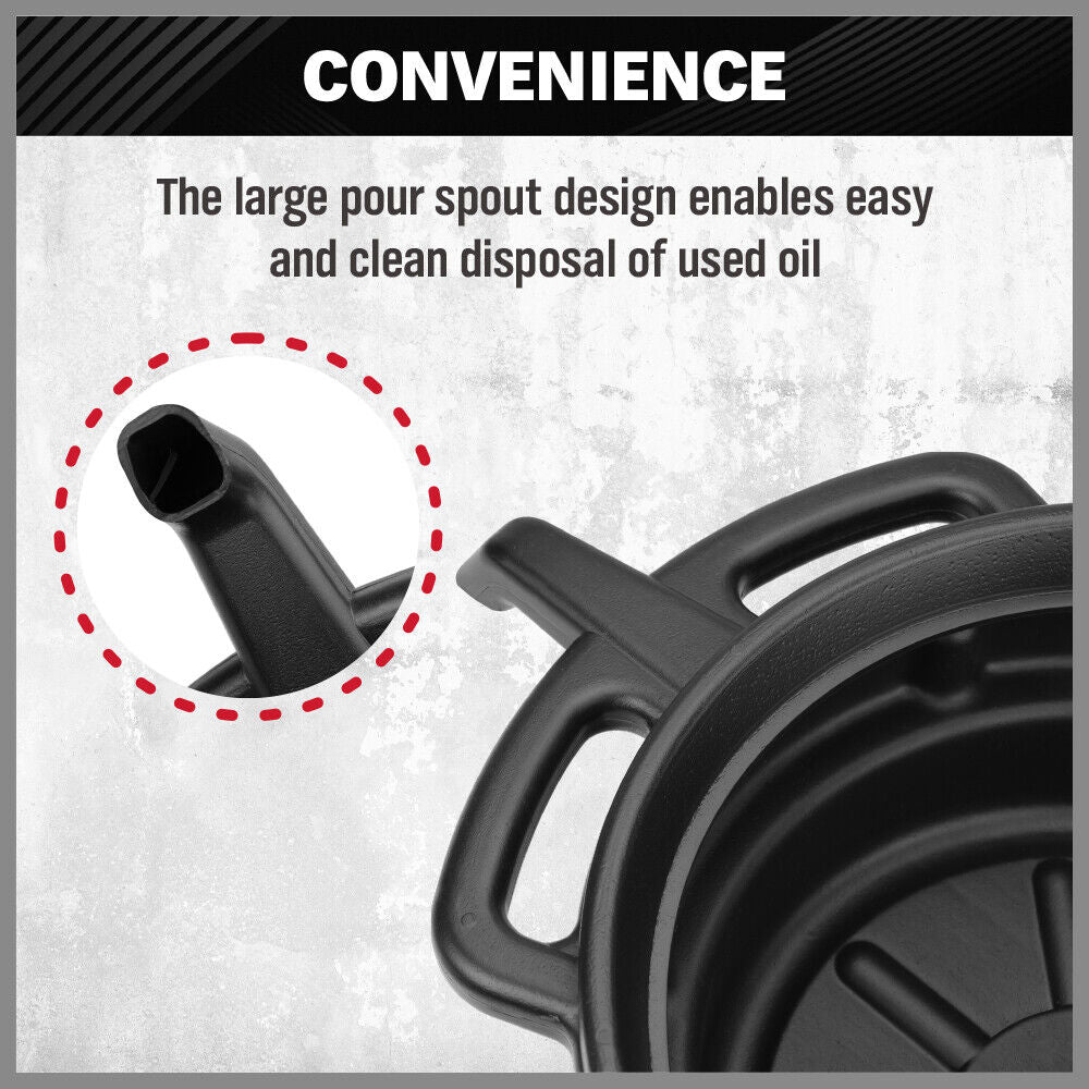 SEDY 8L Oil Change Pan Drain Tray Portable Dish Coolant Recovery Pan Black-ACT