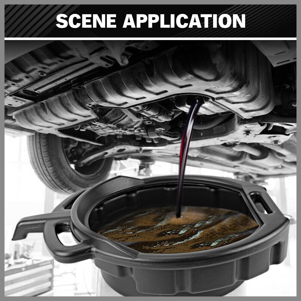 SEDY 8L Oil Change Pan Drain Tray Portable Dish Coolant Recovery Pan Black-NT_Rural