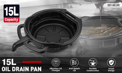 SEDY 15L Oil Change Pan Drain Tray Portable Dish Coolant Recovery Pan Black-NSW_Metro