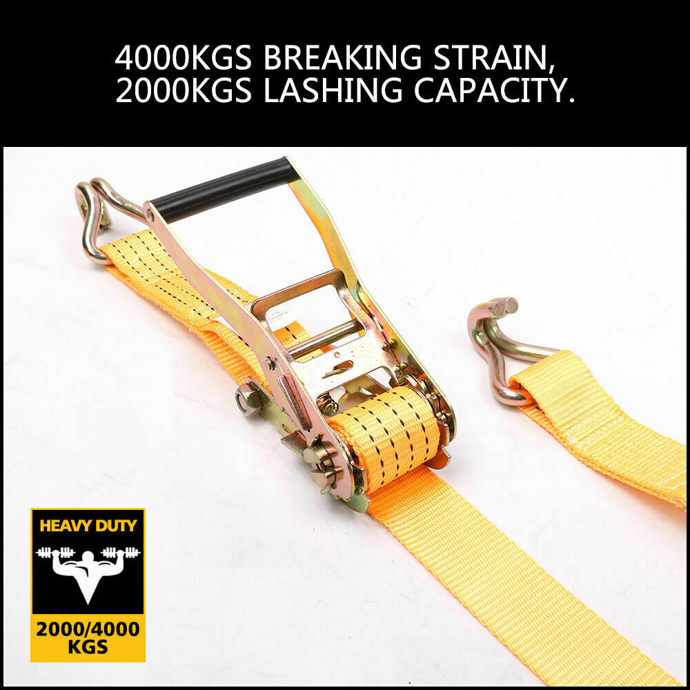 50mm x 10M Tie Down Strap Heavy Duty Ratchet Straps Trailer Boat 2000KG Loading-ACT