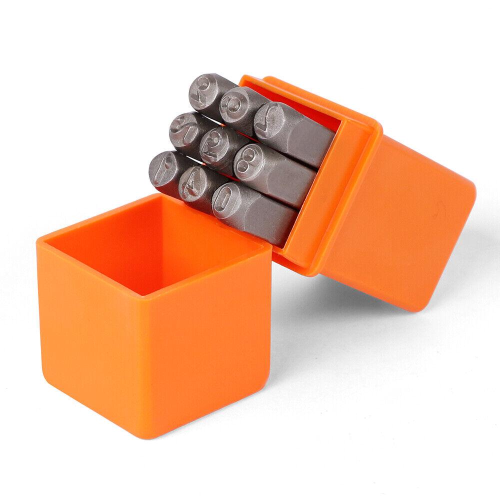 9Pc 6mm Number Stamp Punches Set Metal Plastic Wood Leather With Storage Case-NT_Metro