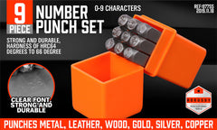 9Pc 6mm Number Stamp Punches Set Metal Plastic Wood Leather With Storage Case-NT_Metro