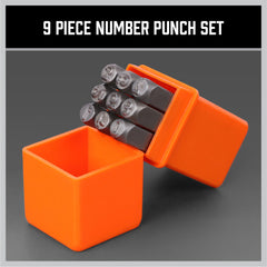 9Pc 6mm Number Stamp Punches Set Metal Plastic Wood Leather With Storage Case-NT_Metro