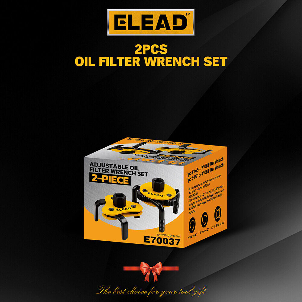 ELEAD 2Pcs Oil Filter Wrench Set Adjustable Oil Filter Change Set Engine Filters-ACT