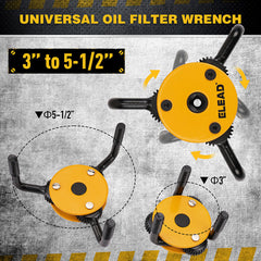 ELEAD 3" to 5-1/2" Oil Filter Wrench Set Oil Filter Removal Tool Automotive Use-NT_Rural