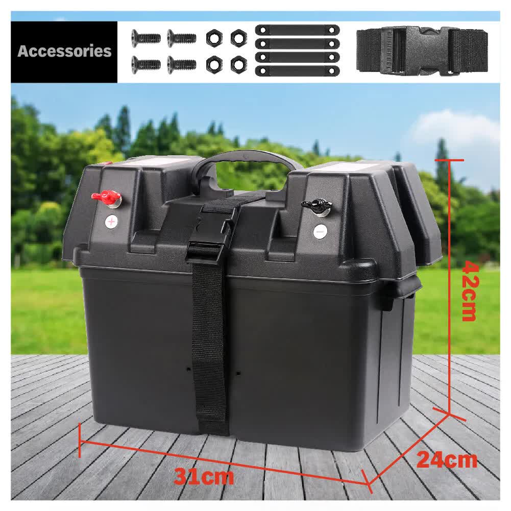 12V 100AH Deep Cycle Battery Box Portable Power Storage Marine Solar USB Camping-ACT