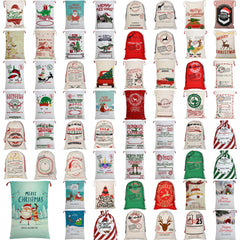 50x70cm Canvas Hessian Christmas Santa Sack Xmas Stocking Reindeer Kids Gift Bag, Cream - Express Delivery (1)-QLD_Metro