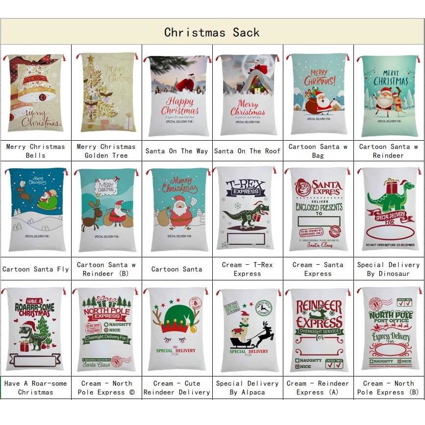 50x70cm Canvas Hessian Christmas Santa Sack Xmas Stocking Reindeer Kids Gift Bag, Cream - Express Delivery (1)-QLD_Metro