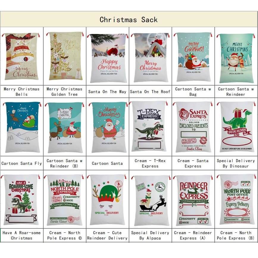 Large Christmas XMAS Hessian Santa Sack Stocking Bag Reindeer Children Gifts Bag, North Pole Mail Service (Red)-TAS_Rural