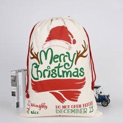 Large Christmas XMAS Hessian Santa Sack Stocking Bag Reindeer Children Gifts Bag, Cream - Merry Xmas w Antler-NSW_Rural