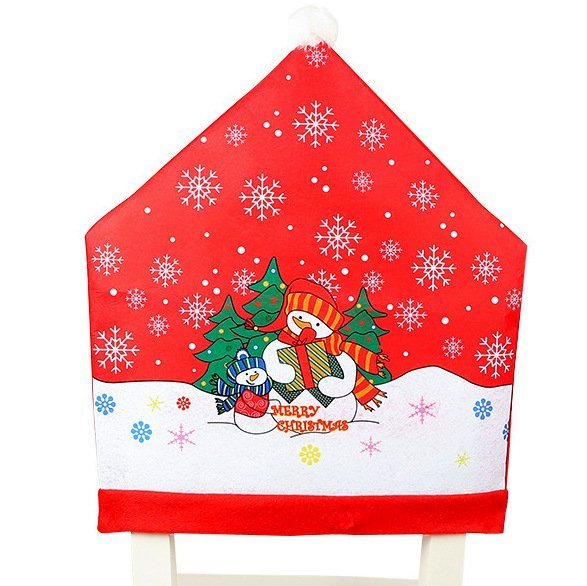 10x Christmas Chair Covers Dinner Table Santa Hat Snowman Home Dí©cor Ornaments, Snowman (10 Chair Covers)-NSW_Metro