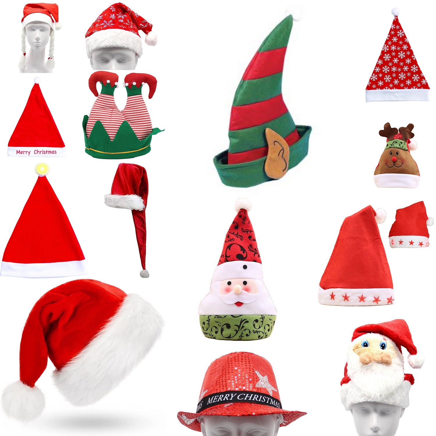 Christmas Unisex Adults Kids Novelty Hat Xmas Party Cap Santa Costume Dress Up, Santa Hat w LED Light-ACT