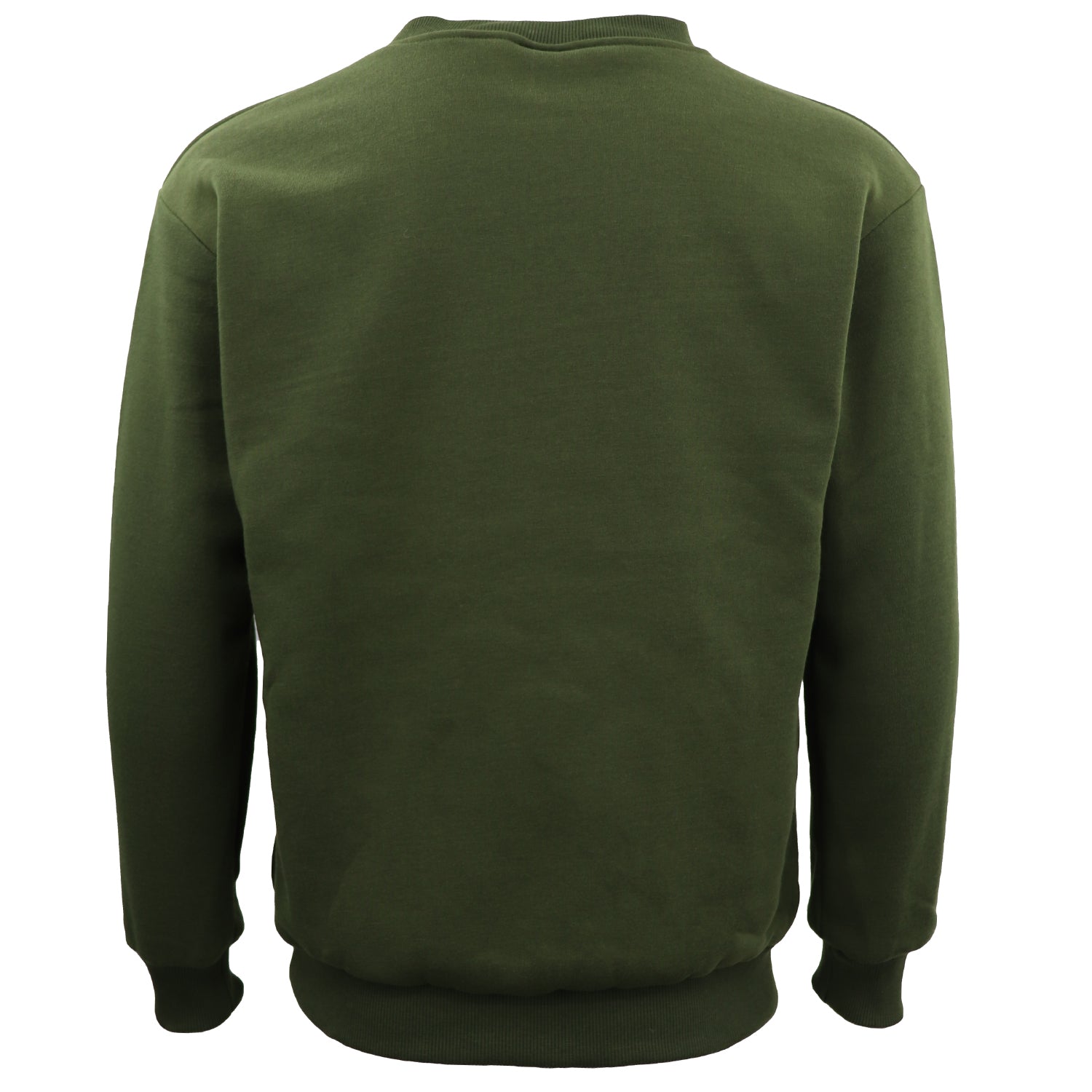 New Adult Unisex Plain Pullover Fleece Jumper Mens Long Sleeve Crew Neck Sweater, Olive