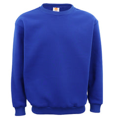 New Adult Unisex Plain Pullover Fleece Jumper Mens Long Sleeve Crew Neck Sweater, Royal Blue, L