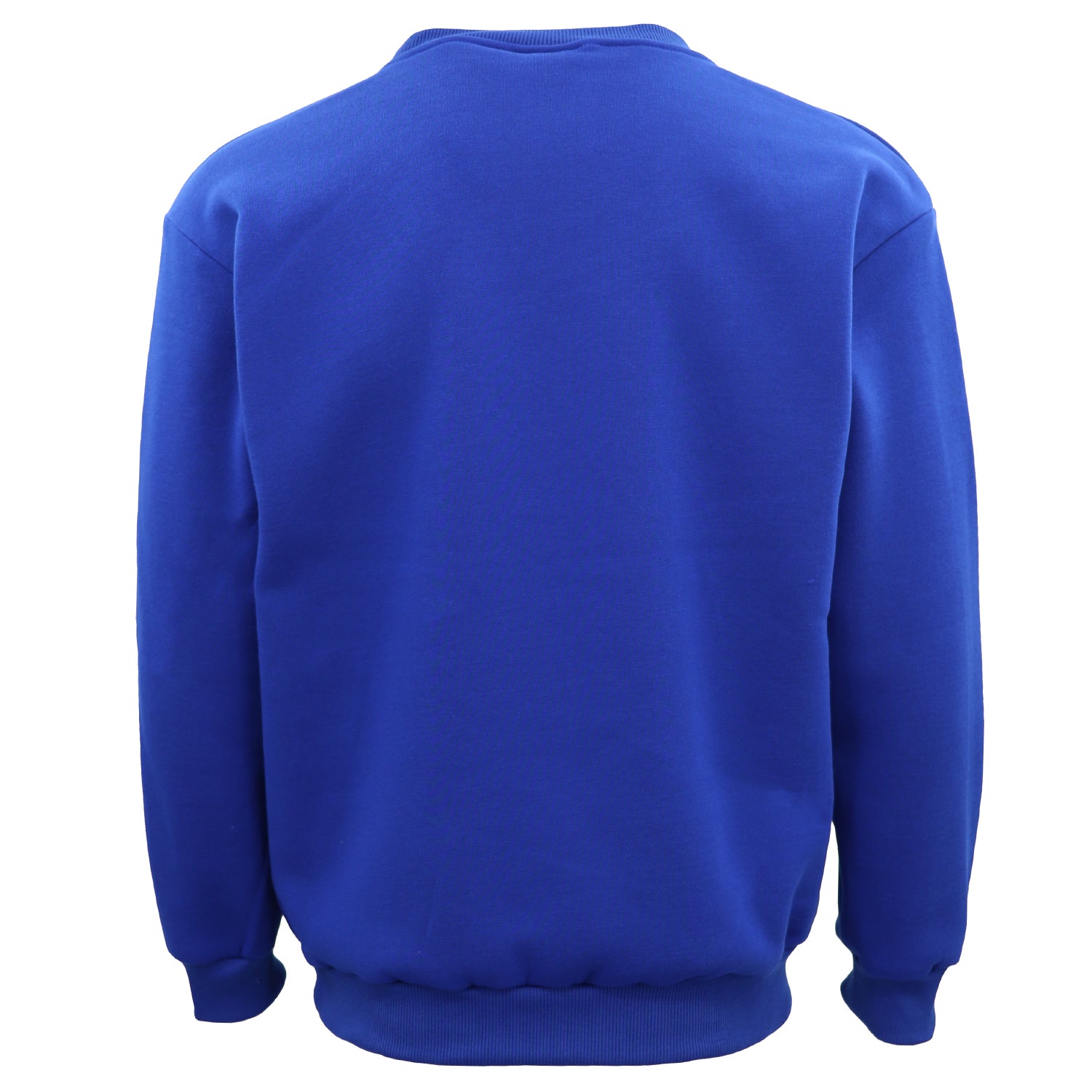 New Adult Unisex Plain Pullover Fleece Jumper Mens Long Sleeve Crew Neck Sweater, Royal Blue