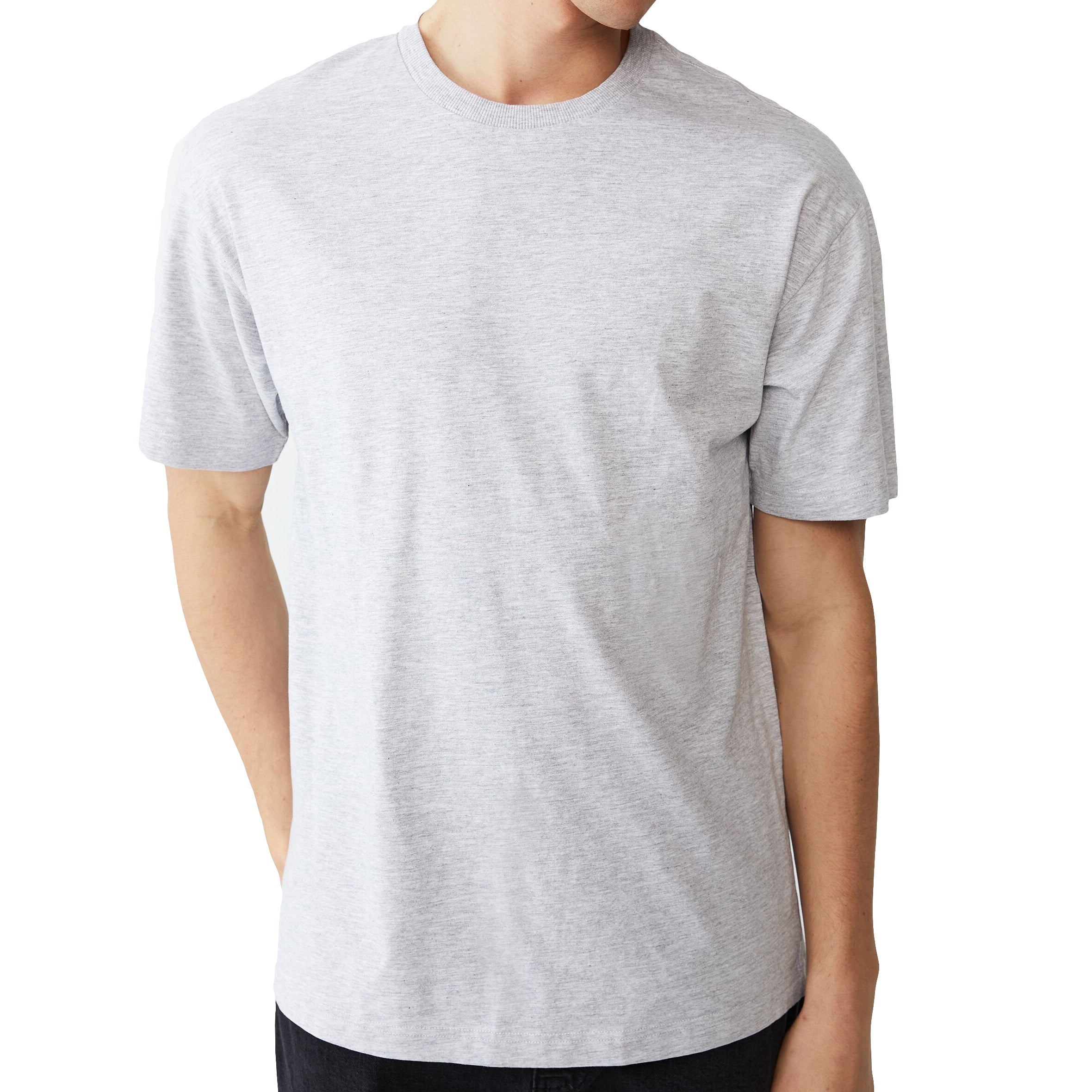 Adult 100% Cotton T-Shirt Unisex Men's Basic Plain Blank Crew Tee Tops Shirts, Grey,