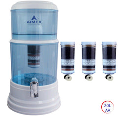Aimex 20L Benchtop Water Purifier Maifan Stone with 3 X 8 Stage Fluoride Reduction Filters-NT_Metro