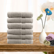 6 piece ultra light cotton face washers in beige