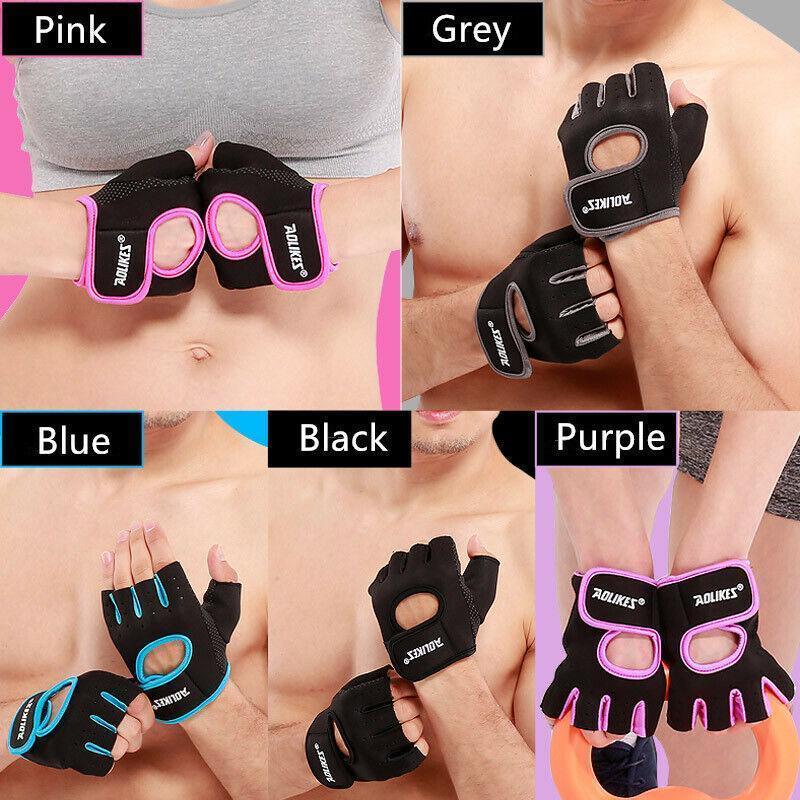 M Size Sports Gloves Weight Lifting Exercise Training Workout Bike Riding Men Women - Black+Pink