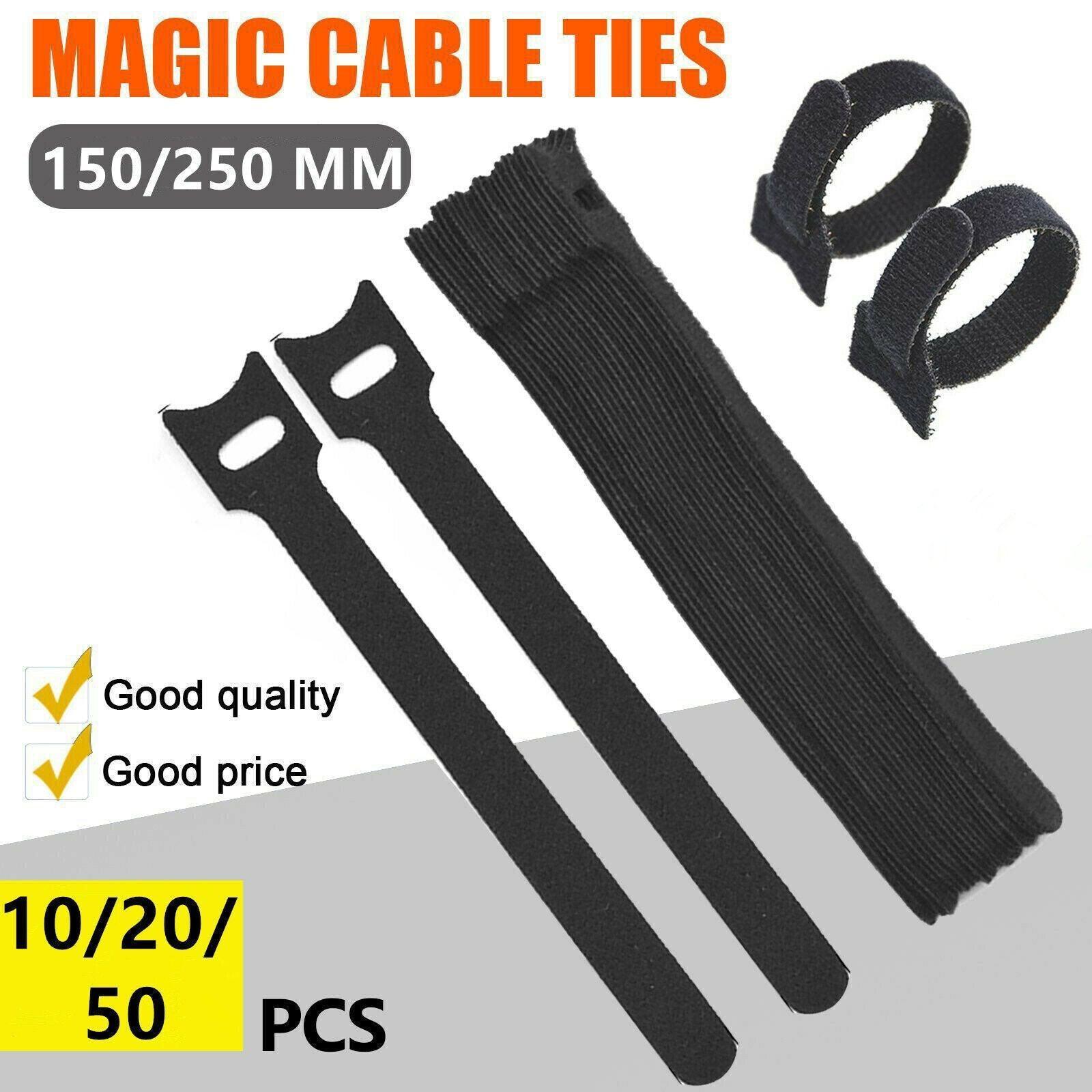10/20/50PCS Reusable Hook and Loop Cable Ties Nylon Wire Cord Strap Organizer - 250 mm* 50 PCS