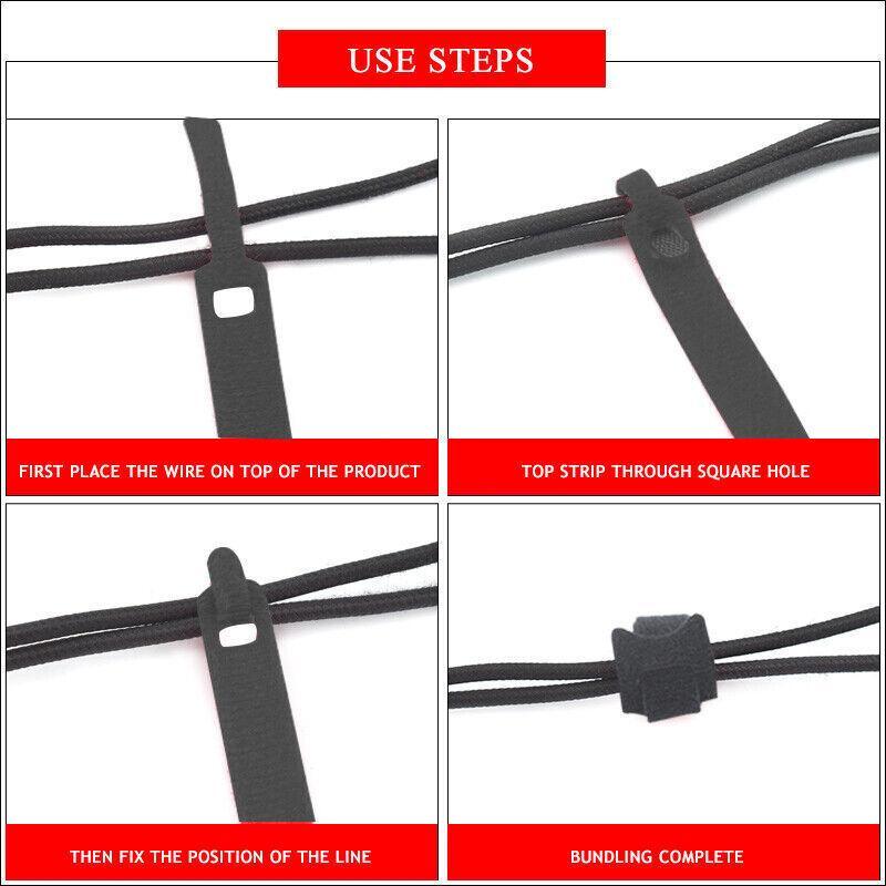 10/20/50PCS Reusable Hook and Loop Cable Ties Nylon Wire Cord Strap Organizer - 250 mm* 50 PCS