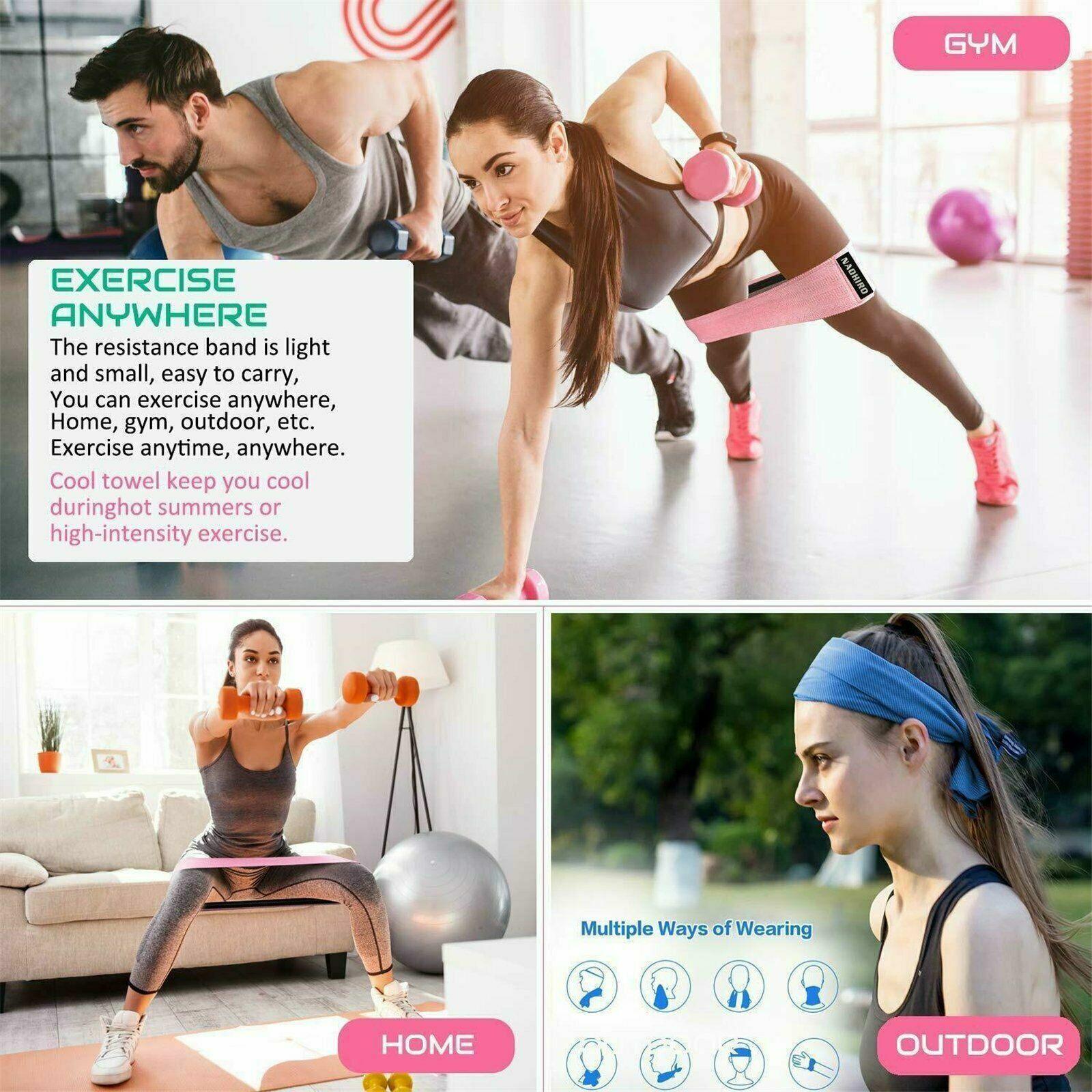 8x64CM Resistance Booty Bands Hip Circle Loop Bands Gym Home Exercise Women - Grey