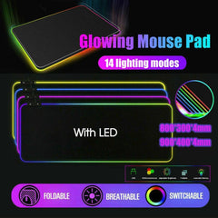 LED Gaming Mouse Pad Large RGB Extended Mousepad Keyboard Desk Anti-slip Mat - 800*300*4mm