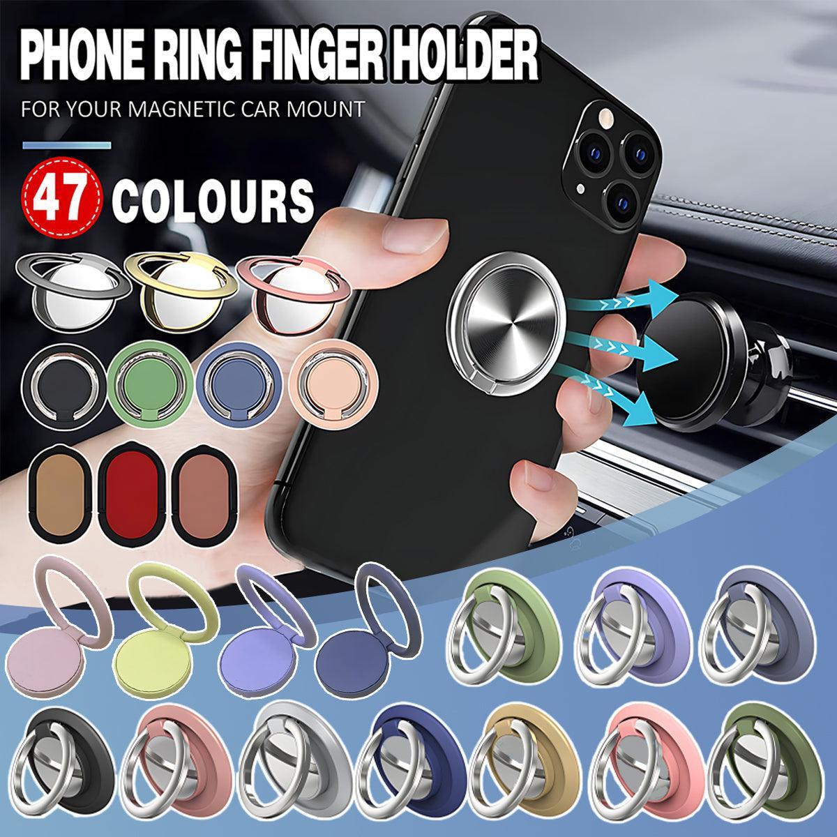 Iring Phone Ring Finger Holder Stand Car Mount Hook For Iphone Ipad Mobile Grip - F- Black