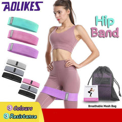 Aolikes Set 3 Resistance Booty Bands Hip Circle Loop Bands Workout Exercise - Set of 3 (Pink,Grey,Black) with Bag