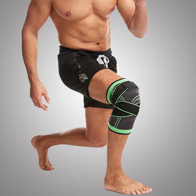 3D Weaving Knee Brace Breathable Sleeve Support Running Jogging Joint Pain Leg Green - Green-M