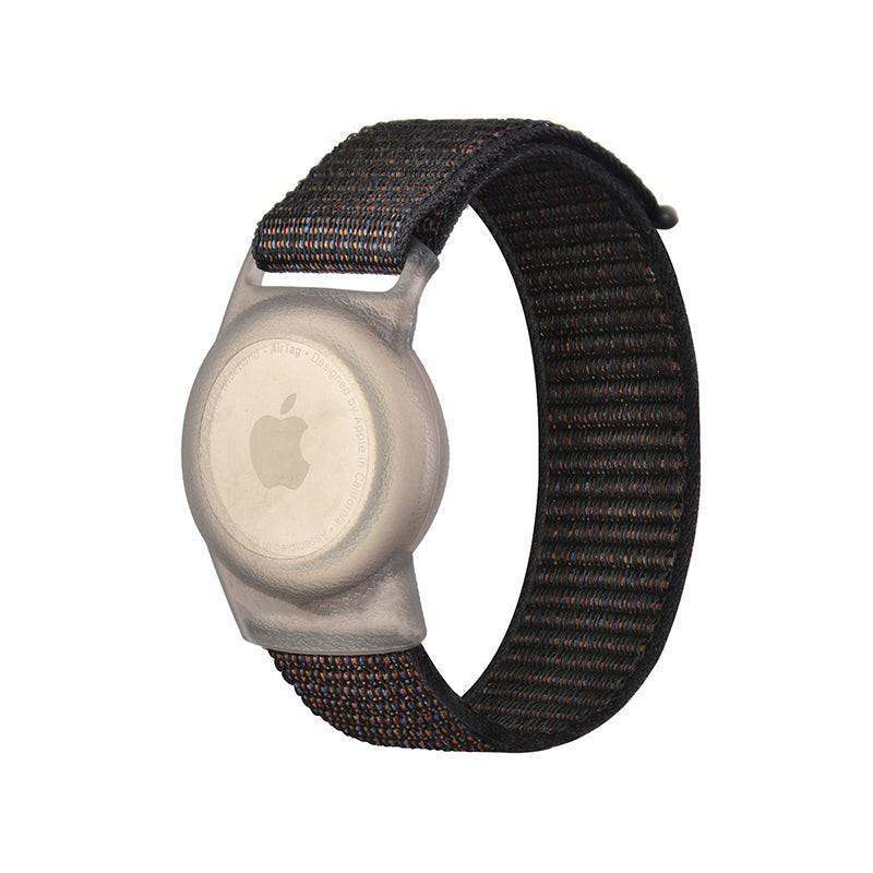 For Apple AirTag Case Protective Cover Wristband Nylon Air Tag Band Anti-lost L Size - Black