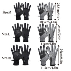Winter Gloves Thermal Touch Screen Thermal Windproof Warm Grey - L