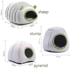 Soft Small Animal Guinea Pig Cozy Warm Pet Tent Hamster House Hideout Cave Bed - Green-Stump