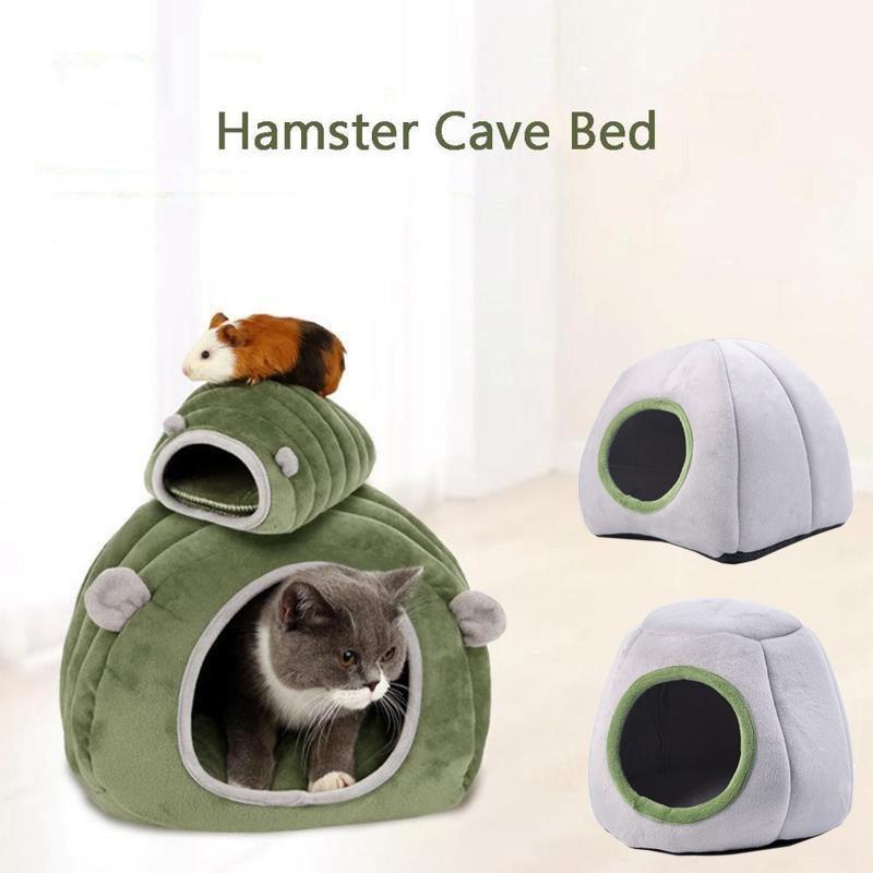 Soft Small Animal Guinea Pig Cozy Warm Pet Tent Hamster House Hideout Cave Bed - Green-Stump