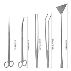 Stainless Steel Aquarium Tool Set Tweezers Scissors Spatula Kit 4 5 6PCS - Curved Scissors