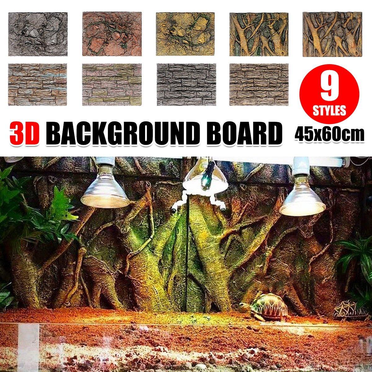 Pet Reptile Tank Board 3D Foam Backgrounds and Habitat Decoration 9 Styles - D