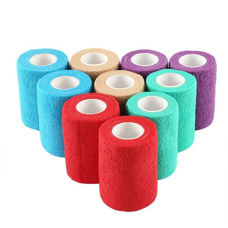 12× Multi-Size Self-Adhesive Cohesive Pet Bandage Wraps - 12PCS Black(5CM*4.5M)