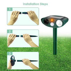 Solar Powered Ultrasonic Animal Bird Repeller Outdoor Pest Insect Control Device