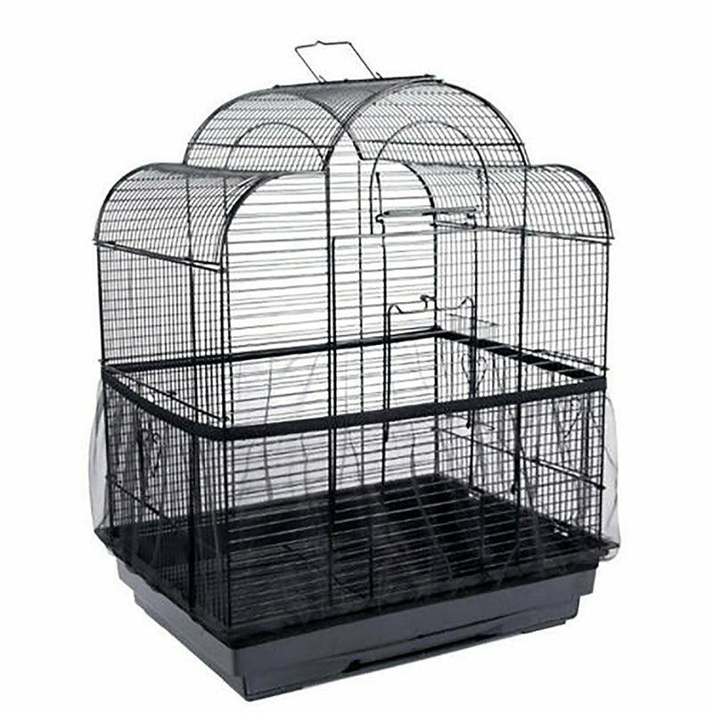 L Size Shell Skirt Mesh Cover Pet Bird Cage Guard Nylon Net Seed Catcher - White