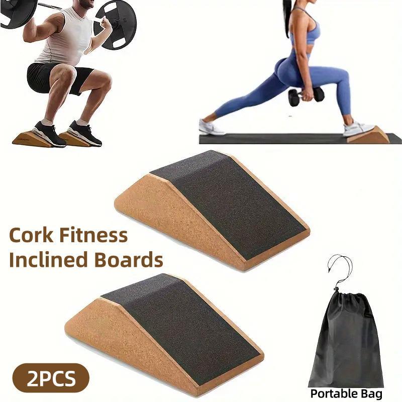2pcs Cork Wedge Shaped Fitness Bricks Deep Squat Special Exercise Blocks Yoga