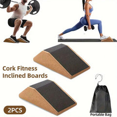 2pcs Cork Wedge Shaped Fitness Bricks Deep Squat Special Exercise Blocks Yoga