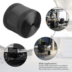 Cable Cover Nylon Sticky Wire Protector Floor Blanket Reusable Cord Tube Cover - Black-1Meter-Carpet