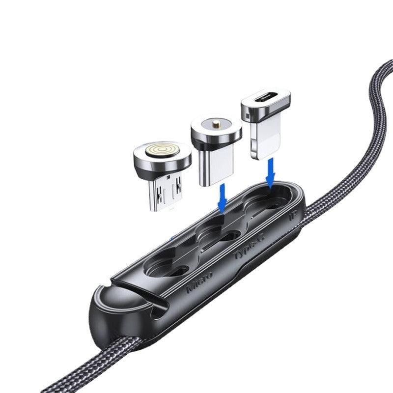 1m 2m Braided Charging Cable with Detachable Connectors for Type C Micro Lightning - Magnet Cable-Red-iPhone-2M