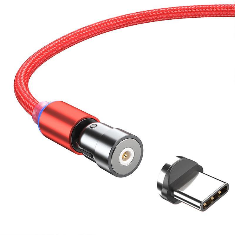 1m 2m Braided Charging Cable with Detachable Connectors for Type C Micro Lightning - Magnet Cable-Red-Type C-1M