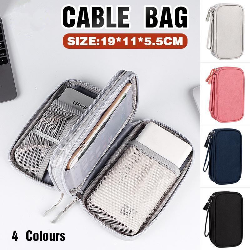 Electronic Accessories Cable Bag Organizer Travel Pouch Storage Cases Charger - Pink
