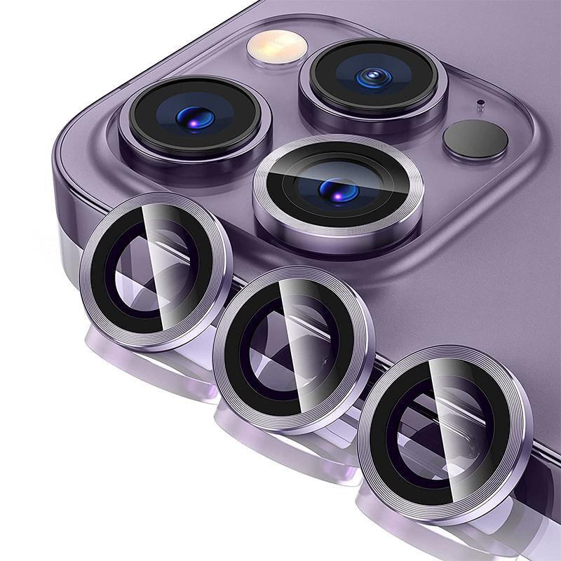 For iPhone 14/14 Plus Metal Camera Lens Glass Screen Protector - Light Puple