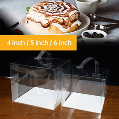 30x Transparent Disposable Cake Boxes with Handles Premium Quality Packagin - 30pcs-5inch-15*15*13cm
