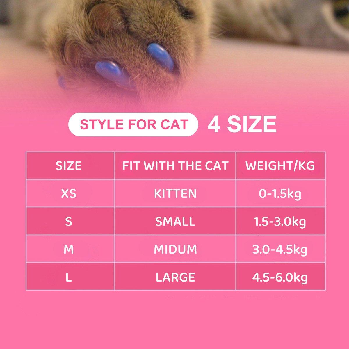 100PCS Anti Scratch Paw Covers for Cats and Kittens Nail Protector Soft Paw - Flat-S